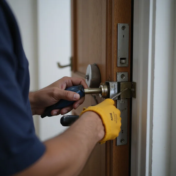 Mortise door lock installation on a Petaling Jaya terrace house